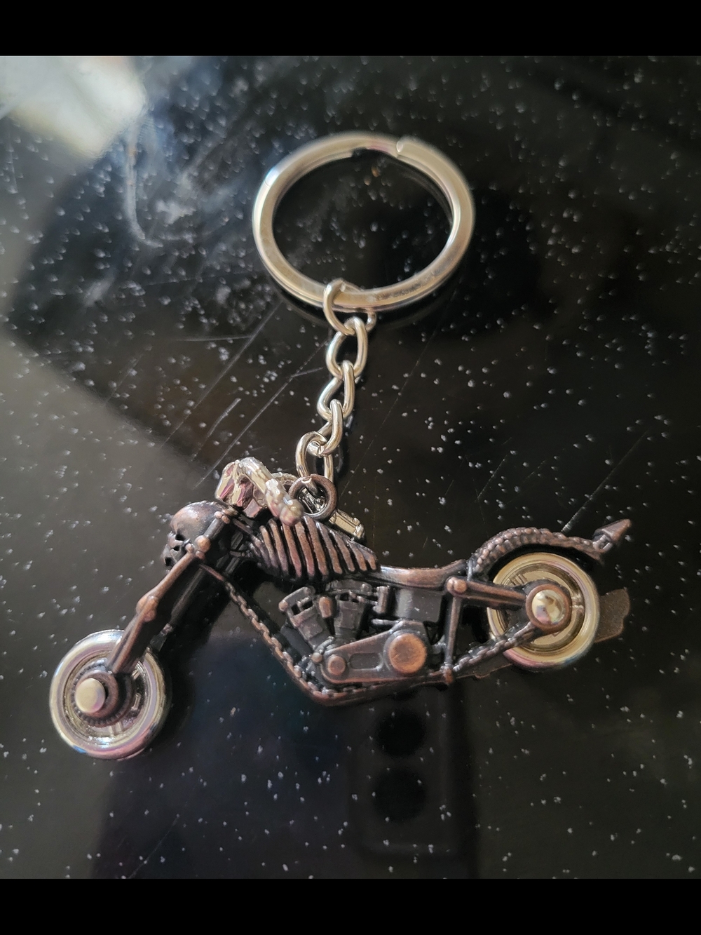 NWOT Motorcycle Pendant Keychain - Antique Silver Tone